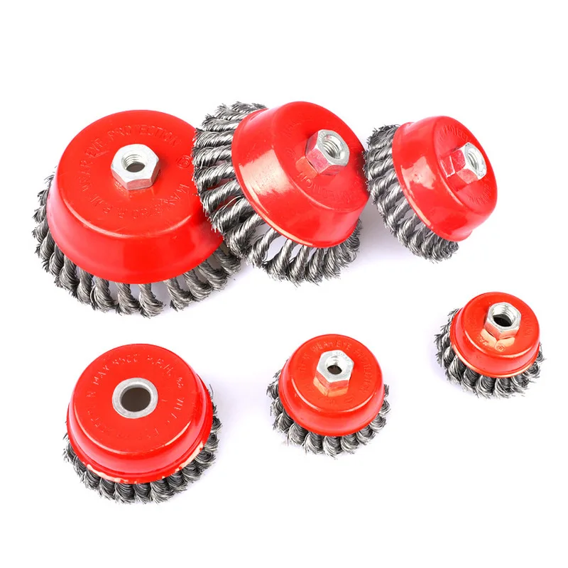 75mm Twist Knot Steel Wire Cup Brush Wheel Angle Grinder Paint Rust Removal Disc Deburring Abrasive Polishing Cleaning Remover