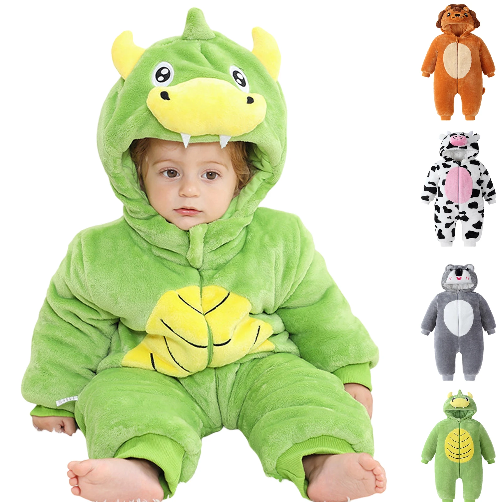

Children's Baby Autumn and Winter Fashionable Casual Fleece Jumpsuit Cartoon Cute Soft and Comfortable Hooded Romper