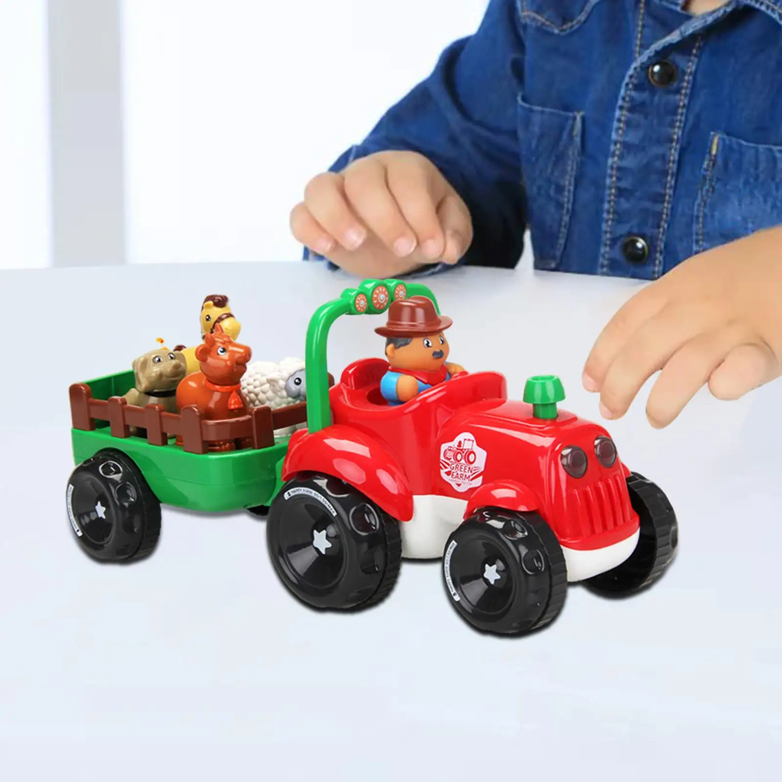 Tractor Toy with Farmer Desktop Decoration Farmer and Animals for Children