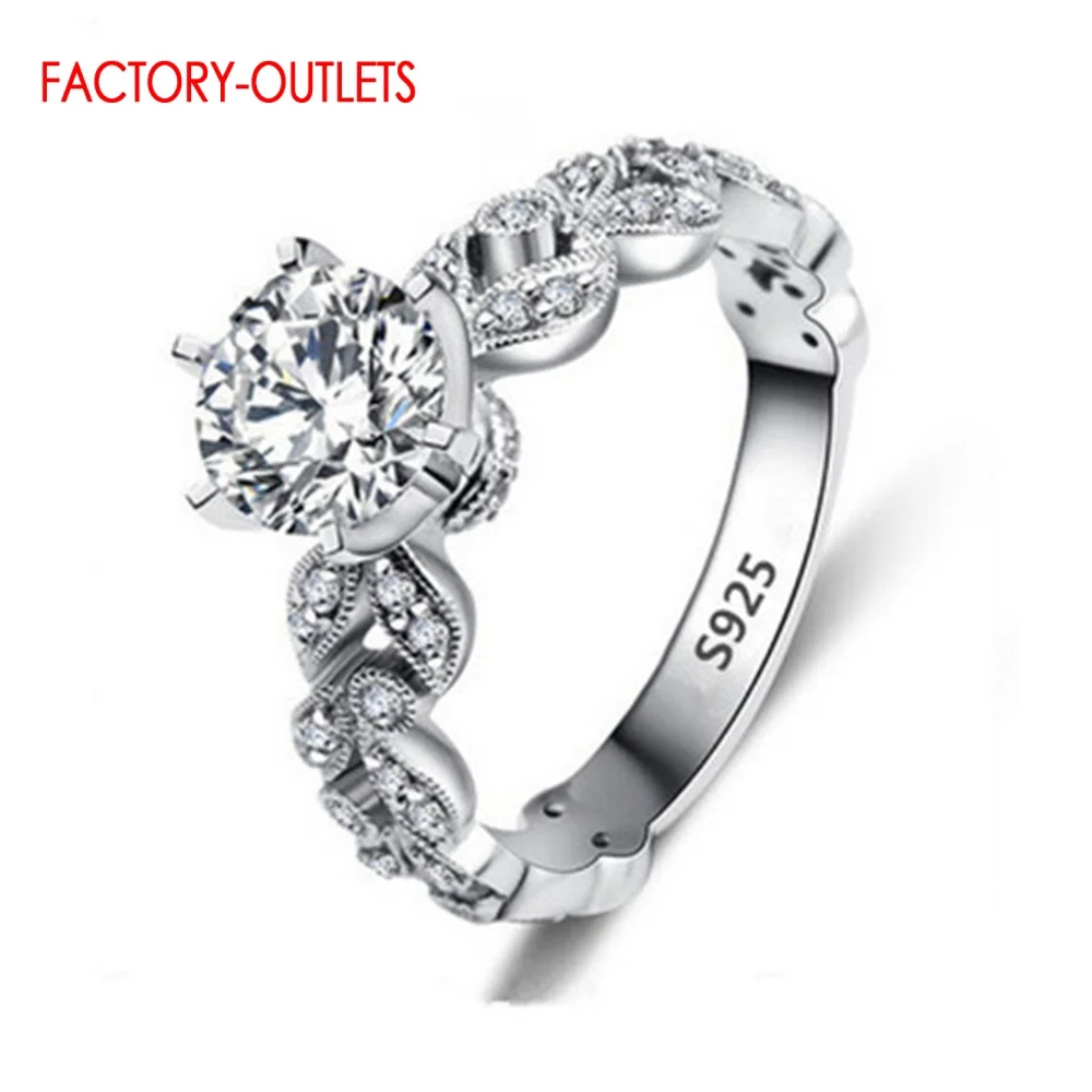 Genuine 925 Sterling Silver Rings For Women AAA Zircon Luxury Sparkling Female Crystal Rings For Anniversary Wedding Party
