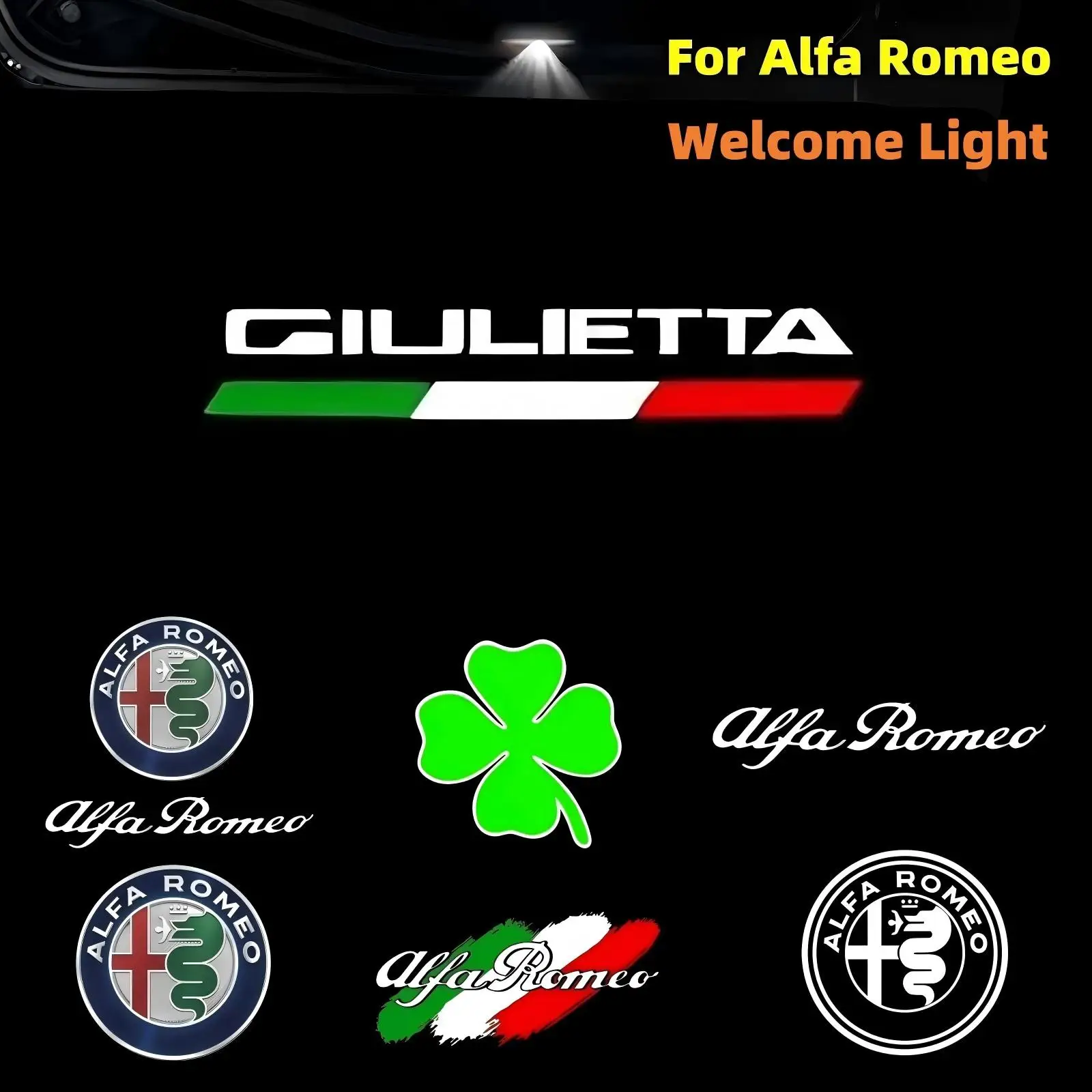 

2 светодиодных автомобильных дверей с логотипом, аксессуары для проектора для Alfa Romeo Giulietta 940 2011-2022 2013 2015 2017 2018 2016 2019