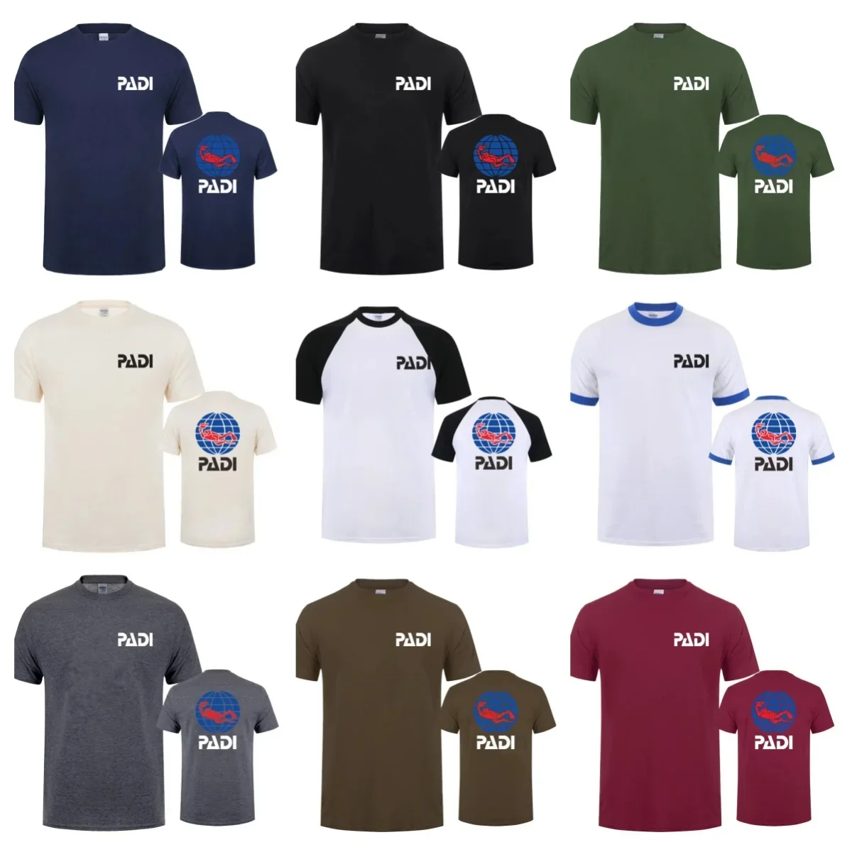 2025 صيف جديد سائق الغوص بادي تي شيرت الرجال عادية 100% البوليستر تنفس سريعة الجافة قصيرة الأكمام طاقم الرقبة القمم