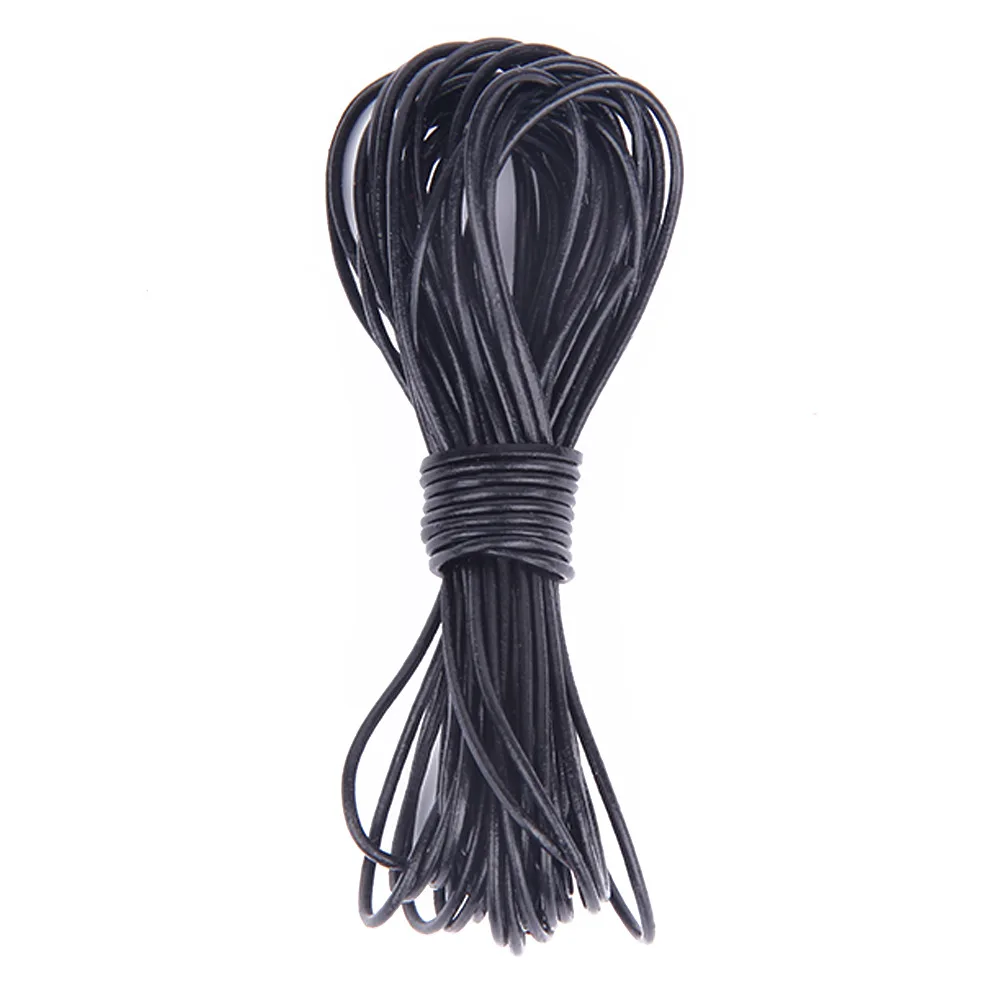 2M Schwarzes Echtes Rundes Lederband aus Rindsleder für DIY-Halsketten, Armbänder und Schmuckherstellung – Detail 2