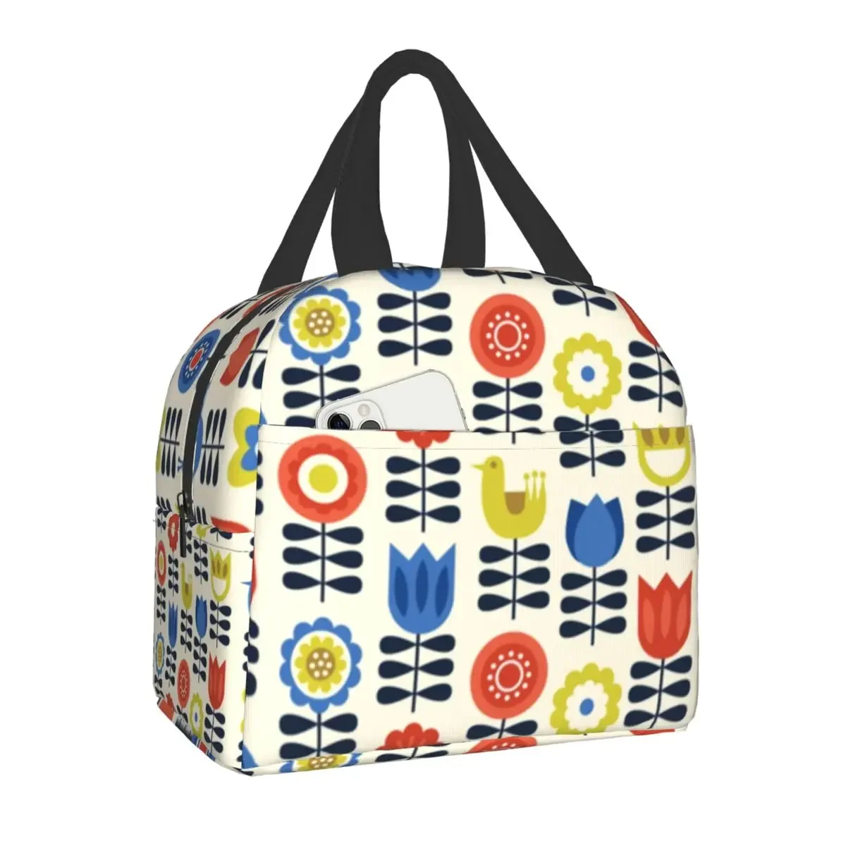 Scandinavian Floral Orla Kiely Lunch Bag Women Cooler Warm Food Insulated Lunch Boxes for Kids School Camping Travel Picnic Bag