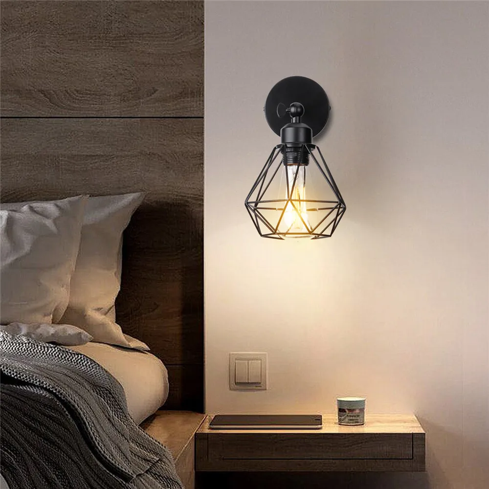 

Industrial Vintage Wall Light Adjust Angle Retro Loft Wall Lamp E27 Iron Cage Sconce Bedside Bathroom Indoor Lighting Wandlamp