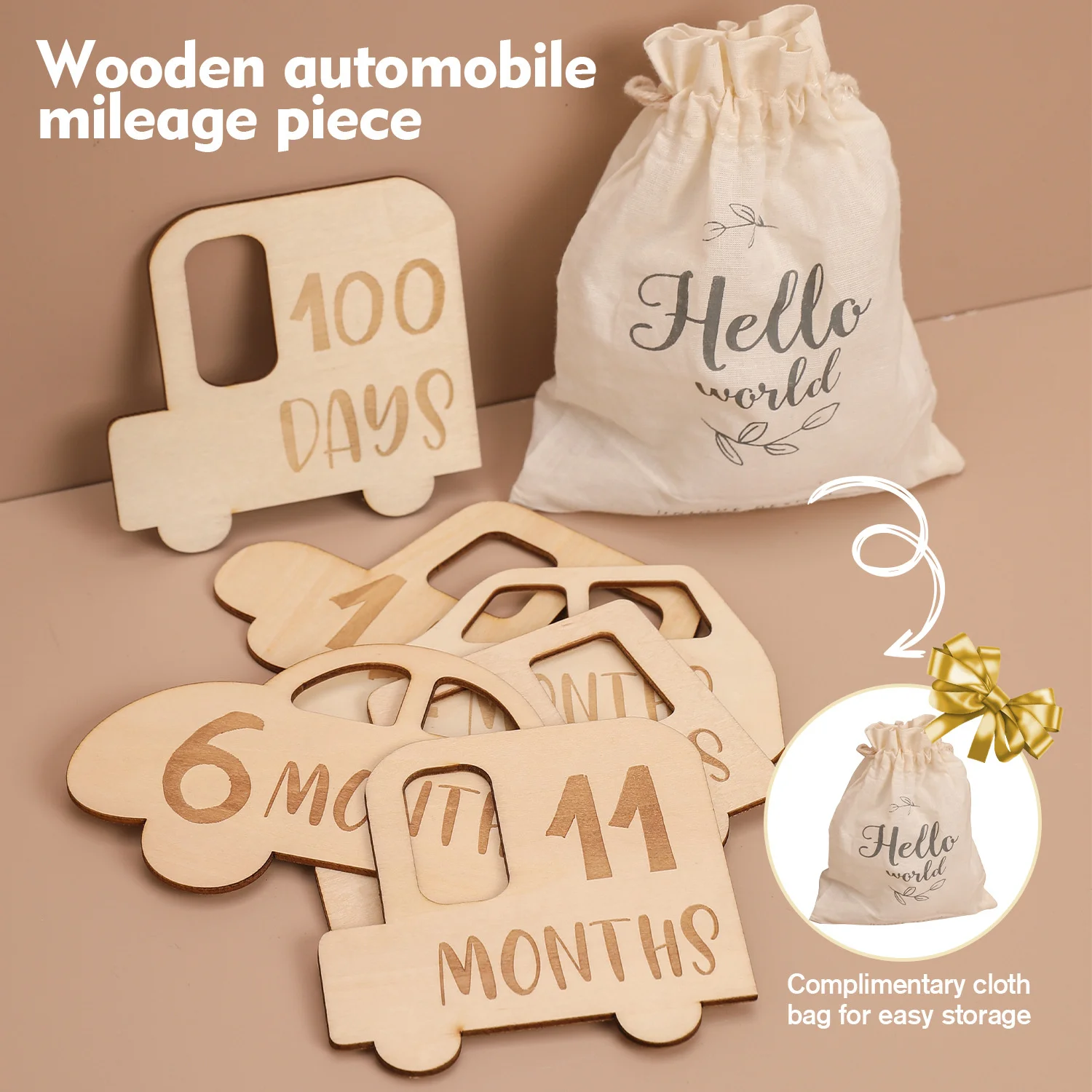 

Wooden Baby Milestone Beech Block Square Engraved Newborn Birth Month Birthday Milestones Block Photography Tool Accessories