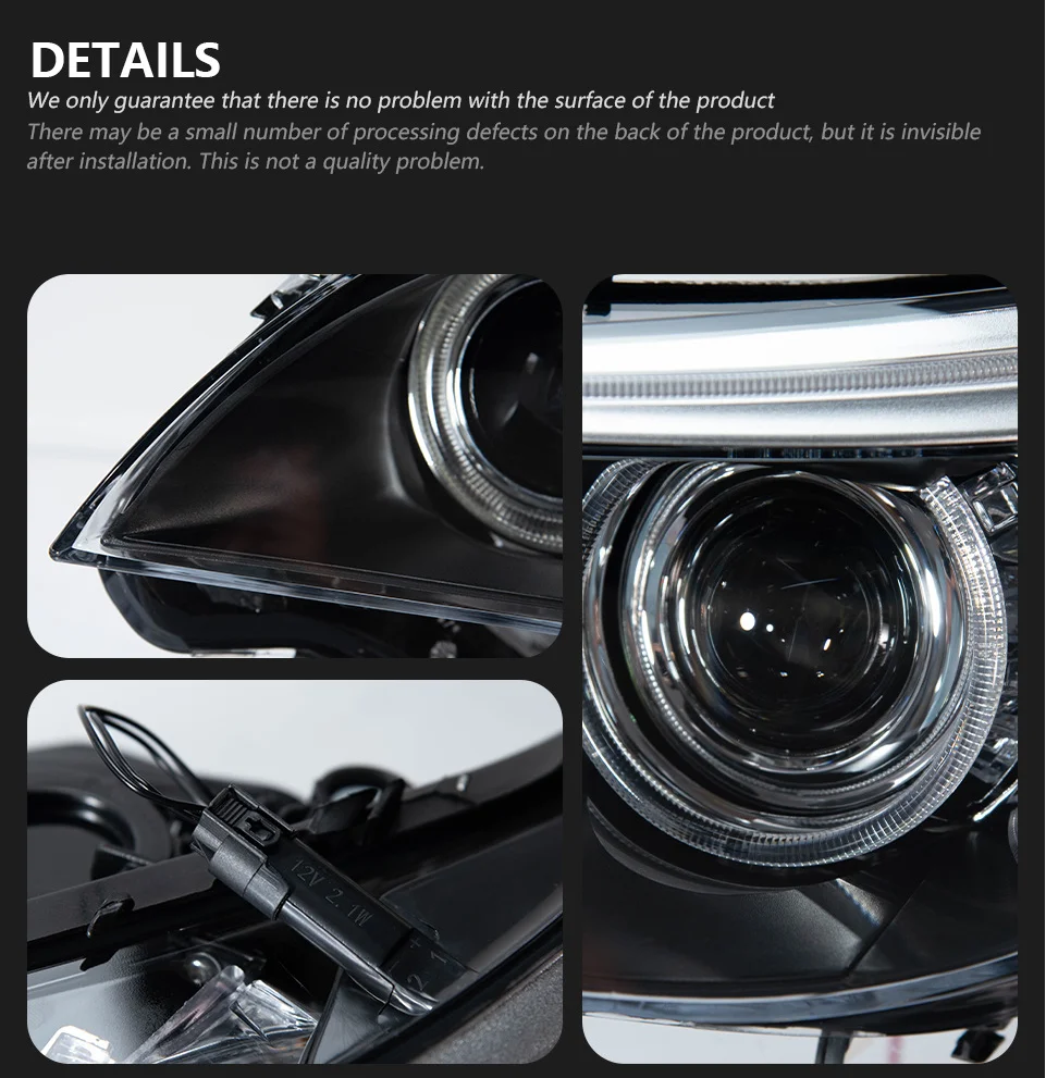 Suitable for 2003-2010 BMW 5 Series E60 headlight assembly to the new version's angel-eye LED headlight