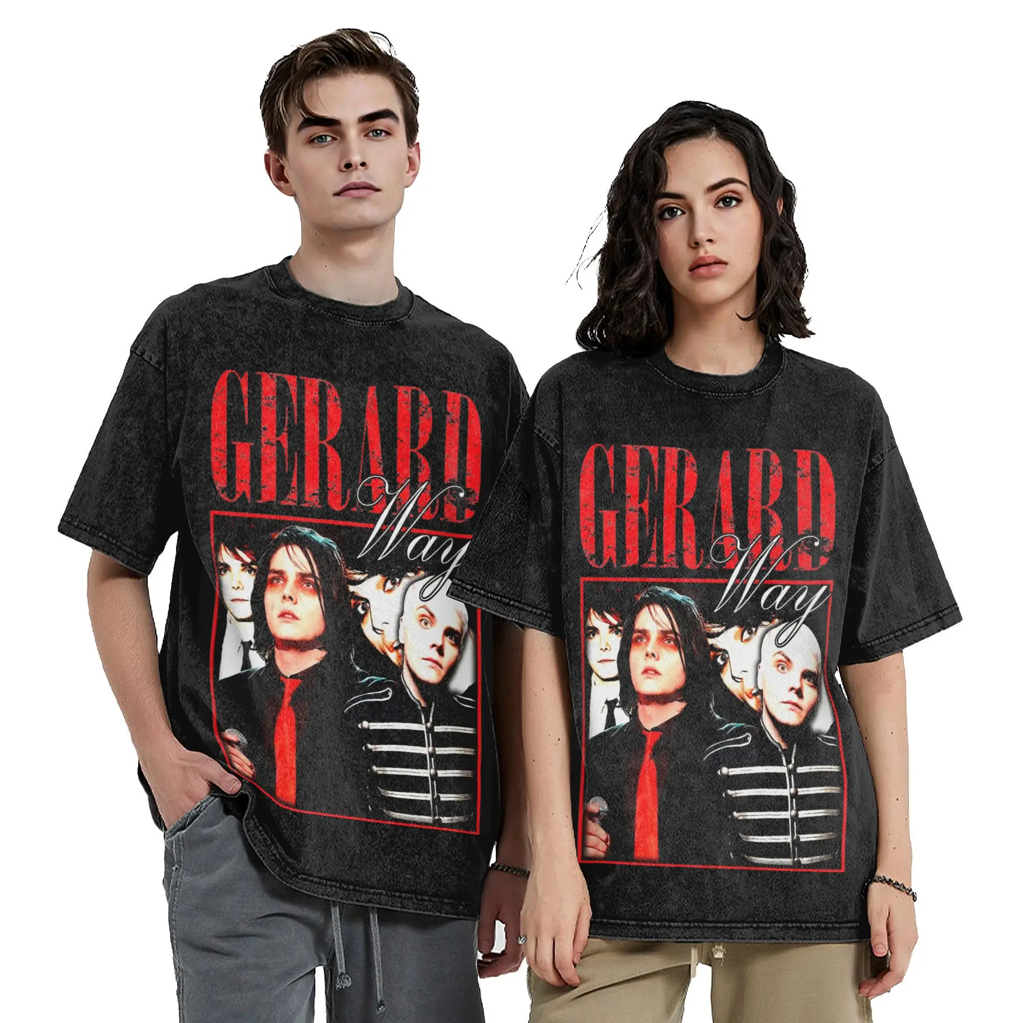 Gerard Way MCR T Shirts Hip Hop Washed Short Sleeve Oversize T-Shirt  Cool for Men Women Tops Streetwear Summer Tees