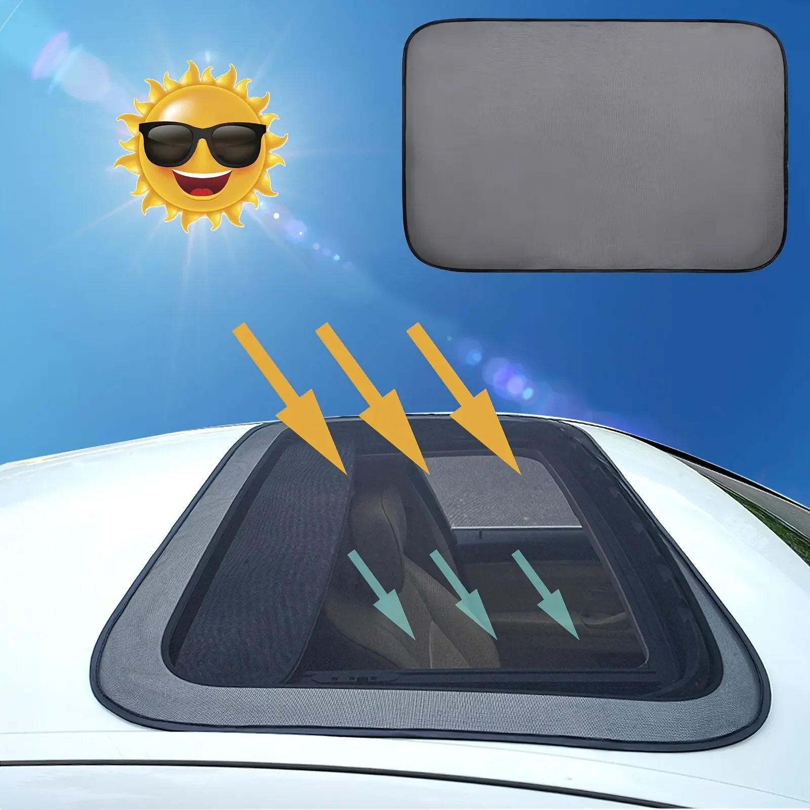 1Pc Auto Moonroof Mesh Roof Sun Shade Cover Magnetic Car Sunroof Sunshade Car Sun Roofs Foldable Suncreen Protectors Universal