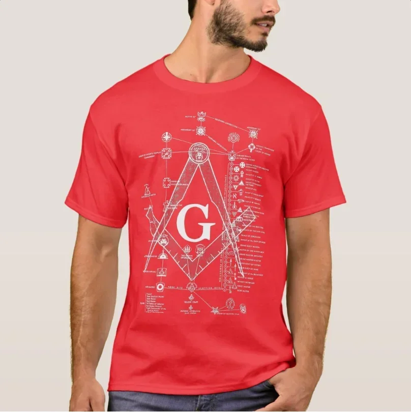 Structure of Freemasonry Freemason Square & Compasses Symbol Masonic T-Shirt 100% Cotton O-Neck Short Sleeve Casual Mens T-shirt