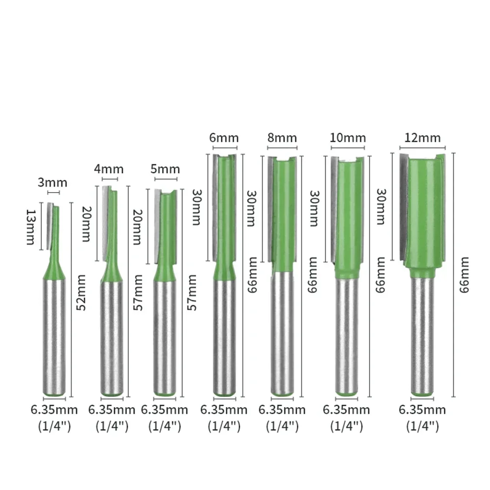 6mm 6.35mm Shank Wood Router Bit Tungsten Carbide End Mill Straight Shape Milling Cutter for Wood Woodworking Tools