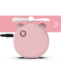 Mini Fan LED Makeup Mirror USB Recharging Cartoon Pig Portable Pocket Fan Pink Multifunctional Gift for Women LED Makeup Mirror