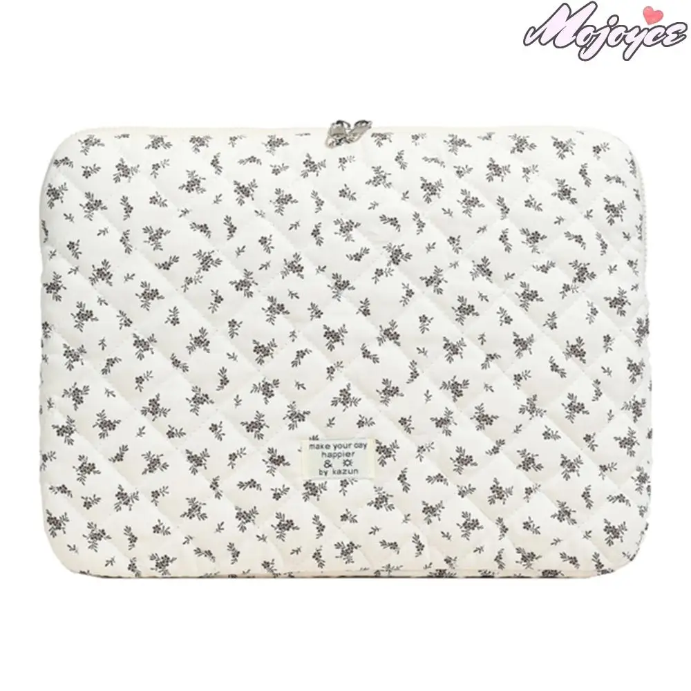 

Maple Leaf Soft Pad Tablet Bag Embroidery Puffy Protective Case Shockproof Cute Quilted Laptop Sleeve Commute Work Study Bag