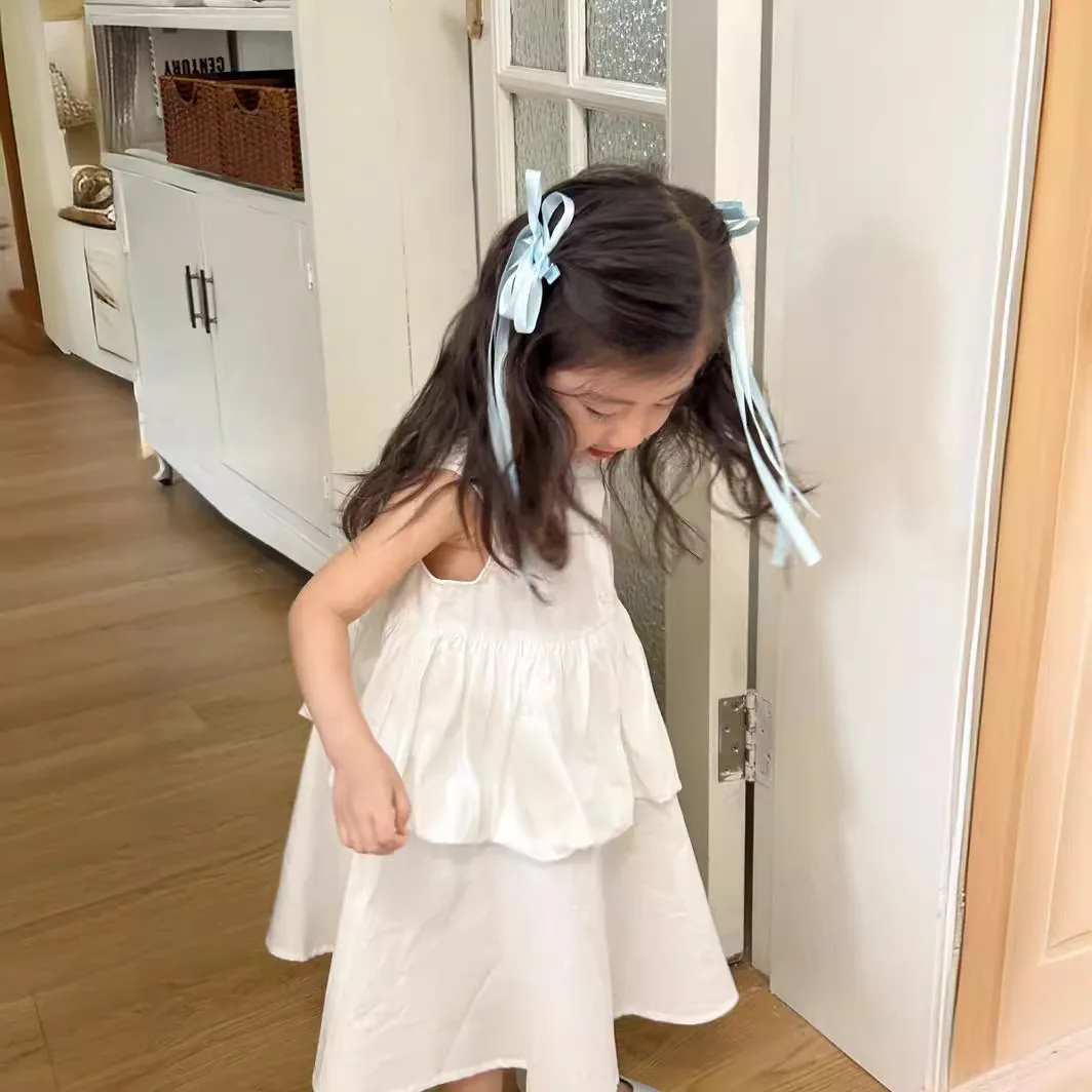 Korean Version Of Summer New Girls, Sweet Cute Dress For Medium-Sized Children, Women's Treasure Shirt, Cotton Cloth, Small And