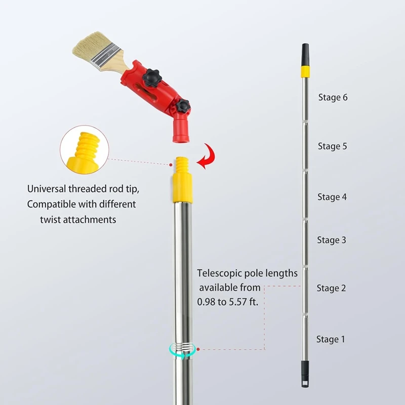 Multi-Angle Paint Brush Extension Pole Kit Handheld Paint Tool Extender Attachment Bracket Suitable For Ceiling, Window