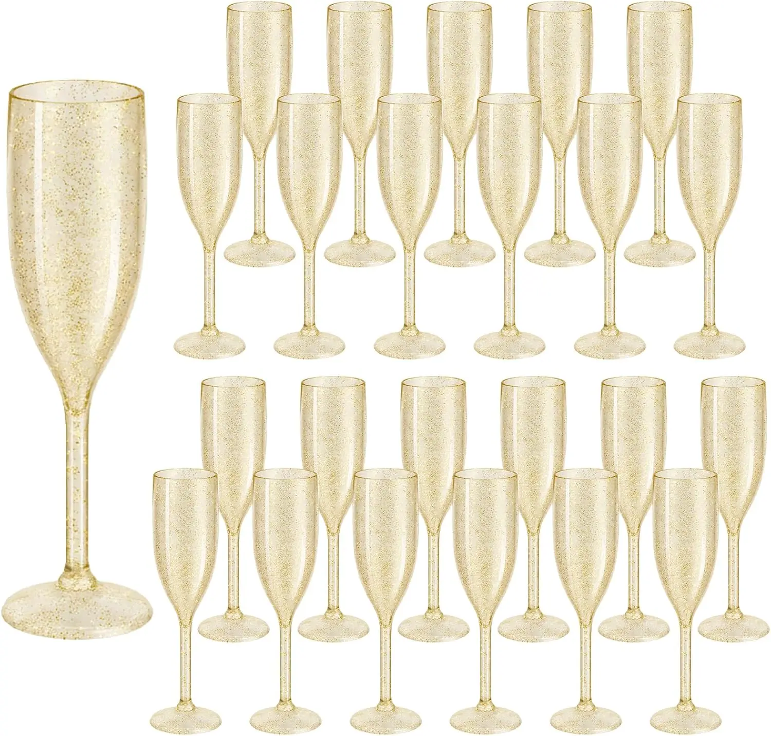 

24Pcs Gold Champagne Flutes, Disposable Plastic Glasses for Wedding & Party