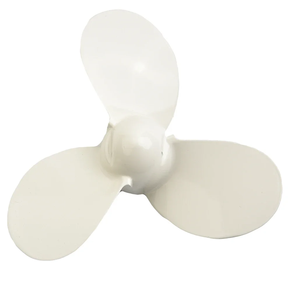 Three Leaves Metal Outboard Propeller White Aluminum Alloy Propeller For Marine Boat Motor 2 Stroke  2 Horsepower 7 1/4×5-A