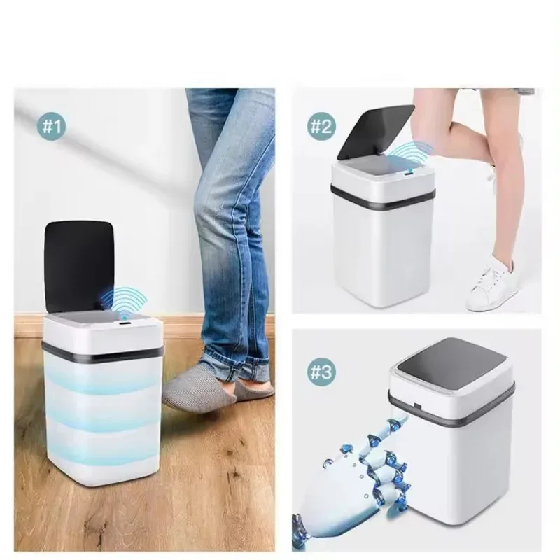 Smart Induction Trash Can Automatic Intelligent Sensor Dustbin Electric Touch Trash Can for Kitchen Bathroom Bedroom Garbage