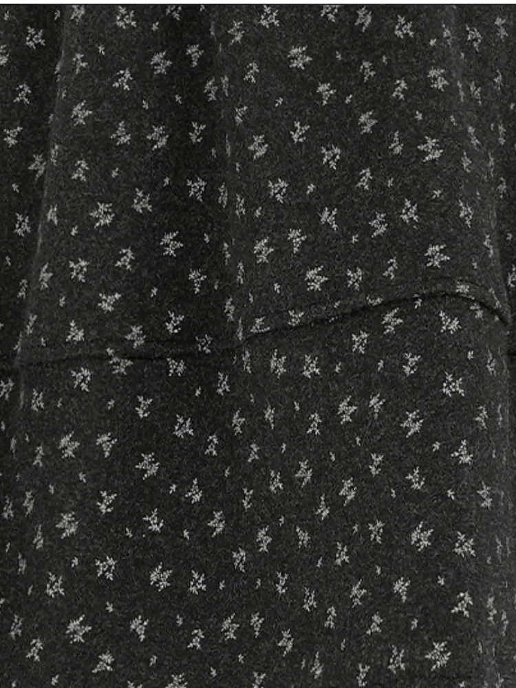 SMTHMA الأزهار الصوفية تنورة قصيرة للنساء جديد الخريف الشتاء عالية الخصر التخسيس ألف خط تنورة مزاجه تنورة أنيقة #4