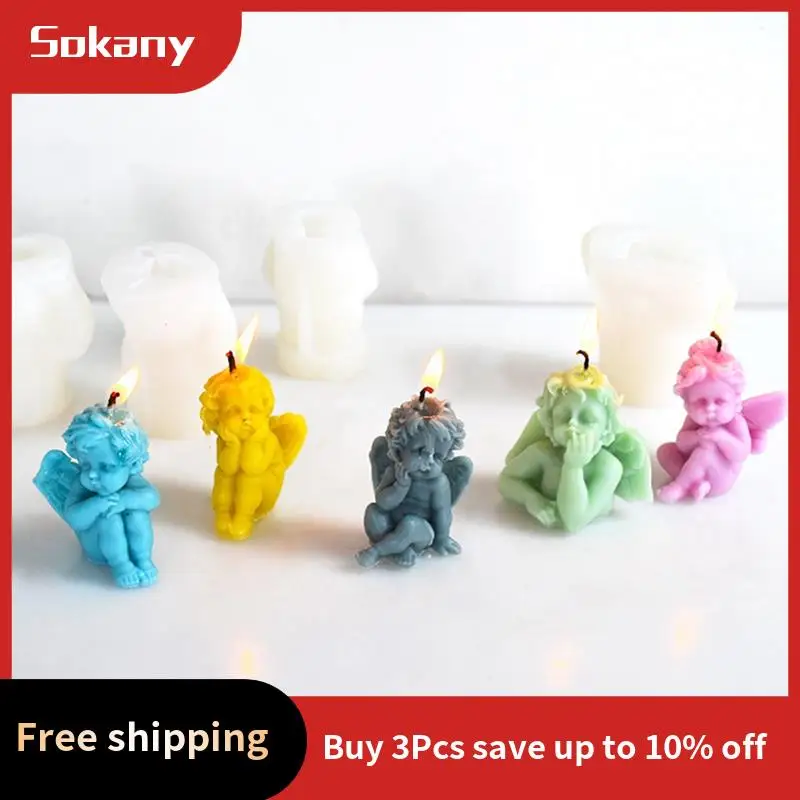 A59E-Different Angel Molds Mini Candle Mold Cute Handmade Angels, Holiday Party Favors