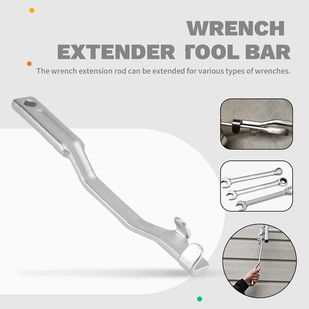 Stainless Steel Wrench Extender Tool Bar 13.5 Inch Silver Torque Handle For Tight Space Mechanical Repair And Assembly Jobs