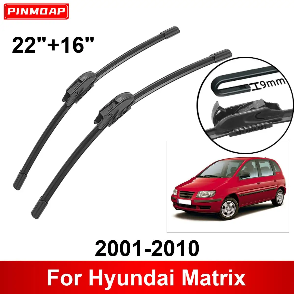 

Car Wiper for Hyundai Matrix 2001-2010 22" + 16" Front Rear Wiper Blades Brushes Cutter Accessories 2001 2002 2003 2004