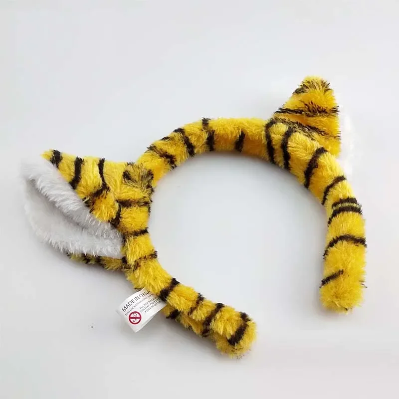 Adults Kids Plush Cartoon Men Animal Tiger Ear Headband Tail Tie  Birthday Party Cosplay Costume Christmas Halloween