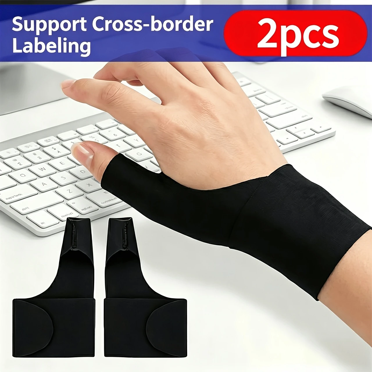 2 Pcs Thumb and Wrist Support Brace, Breathable Adjustable Splint for Left/Right Hand, for Sports Typing Repetitive Work