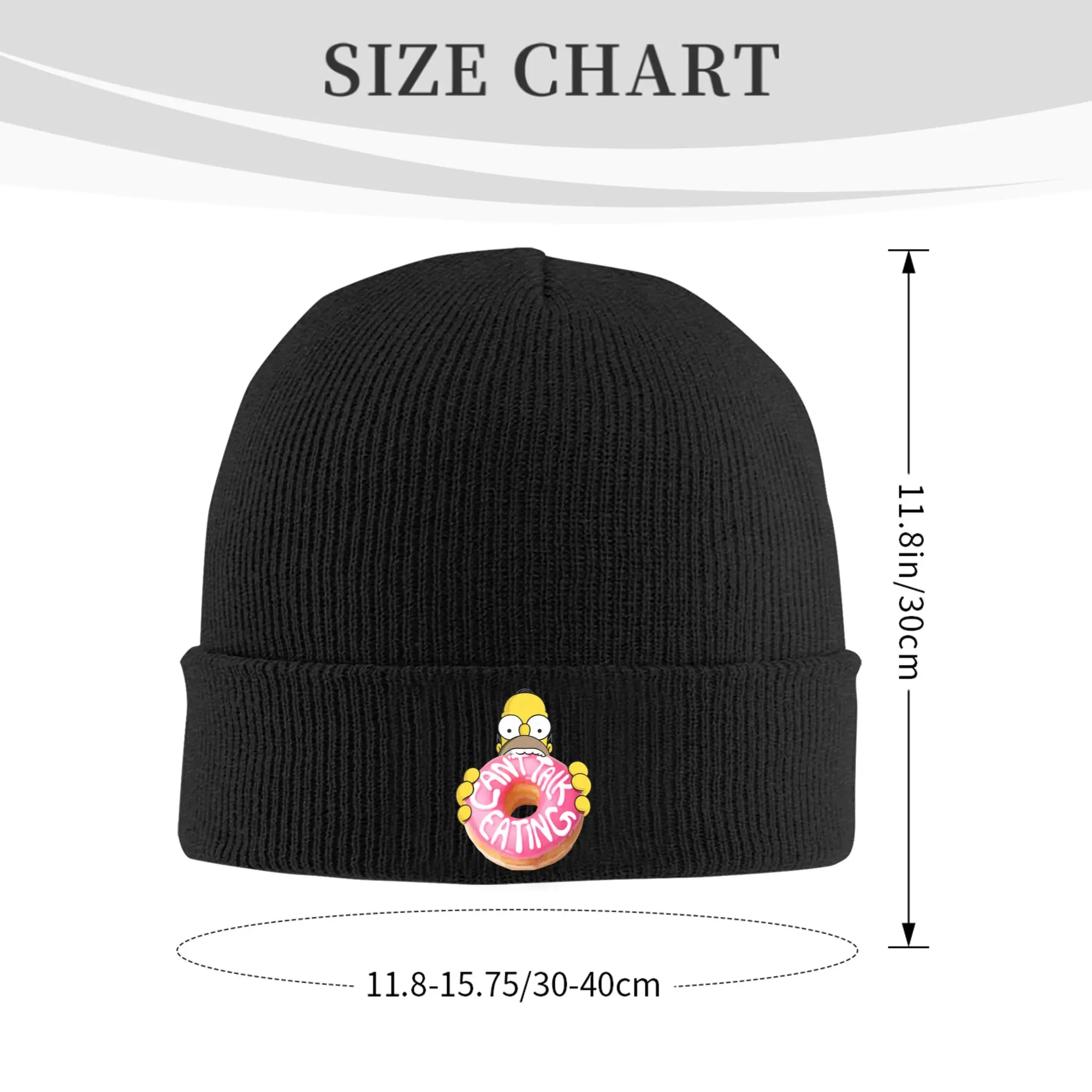 Simpson Homer Can't Talk Eating Donut Knitted Hat for Women Men Beanies Autumn Winter Hats Acrylic  Warm Melon Cap