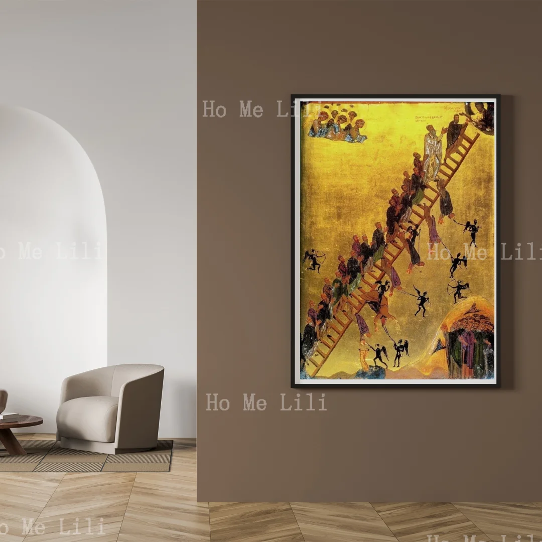 The Stairway Of The Holy Ascent Decorated By Beautiful Island Crimacus In Oil Painting