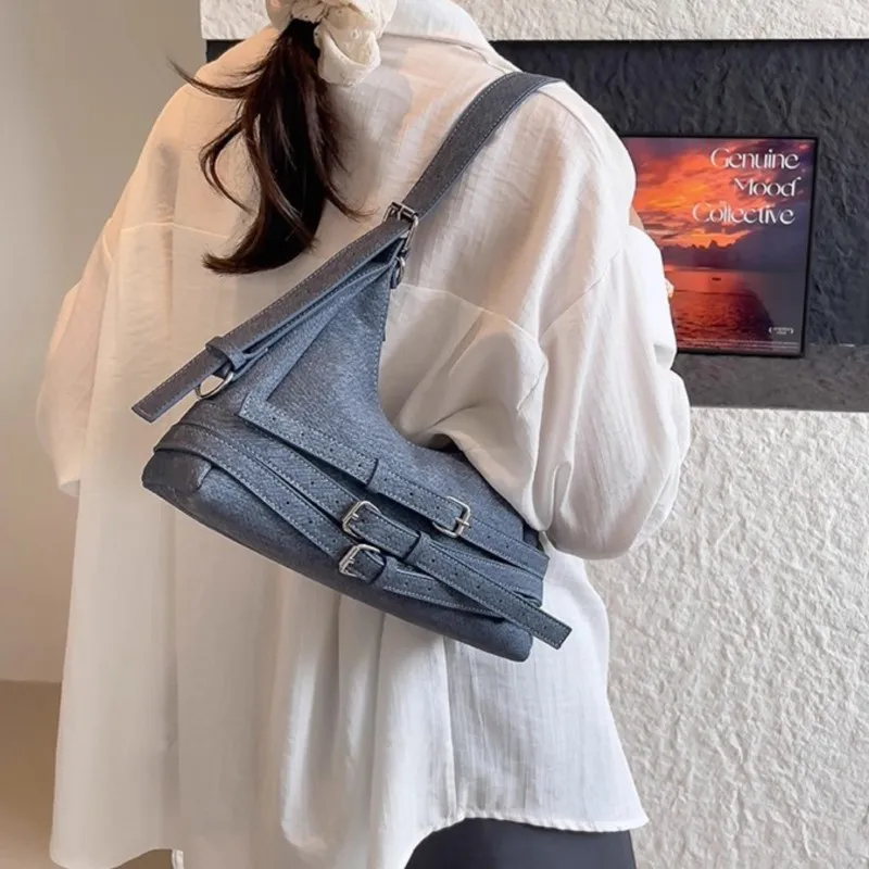 

Корейская поясная сумка подмышки, женская большая вместительная повседневная простая сумка на плечо, женская винтажная модная сумка для поездок на работу, 2025