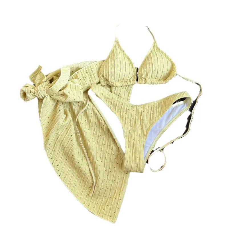 2025年欧米新作水着　背中開き紐付きストラップビキニ　3点セット水着