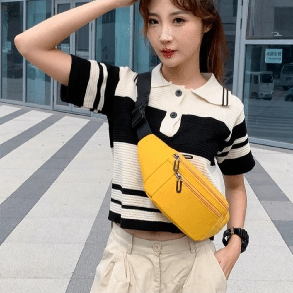 

Solid Color Oxford Waist Bag Large Capacity Waterproof Sports Fanny Pack Lightweight Multifunctional Mobile Phone Bag Women