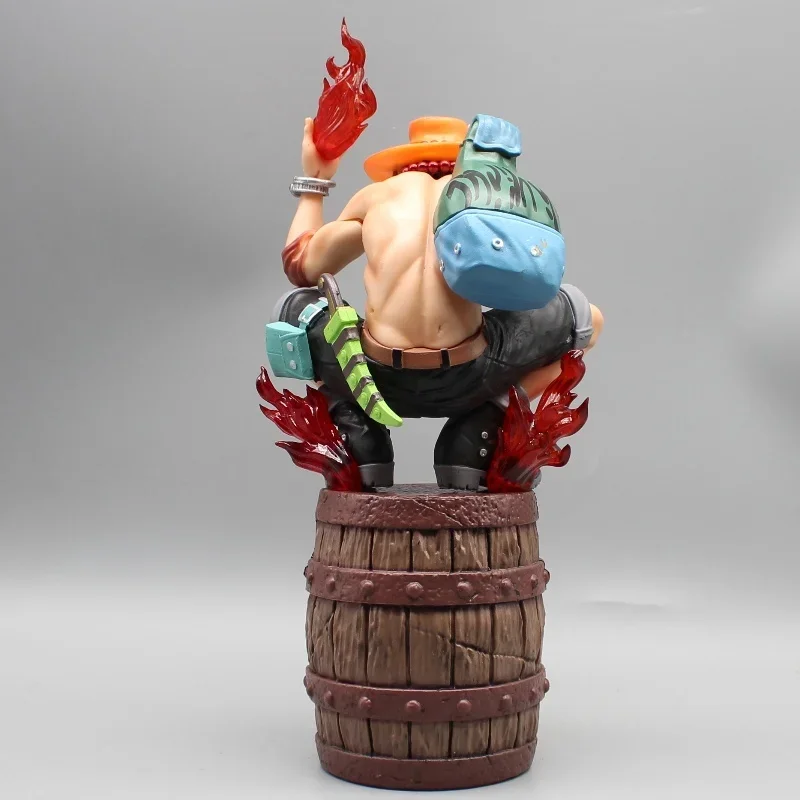 One Piece Fire Fist Action Figure, Ace GK AO, Caixa De Madeira Agachado, Barril De Vinho, Ornamento Modelo, Boneca De Animação Da Estátua, Presentes De Brinquedo, 25cm