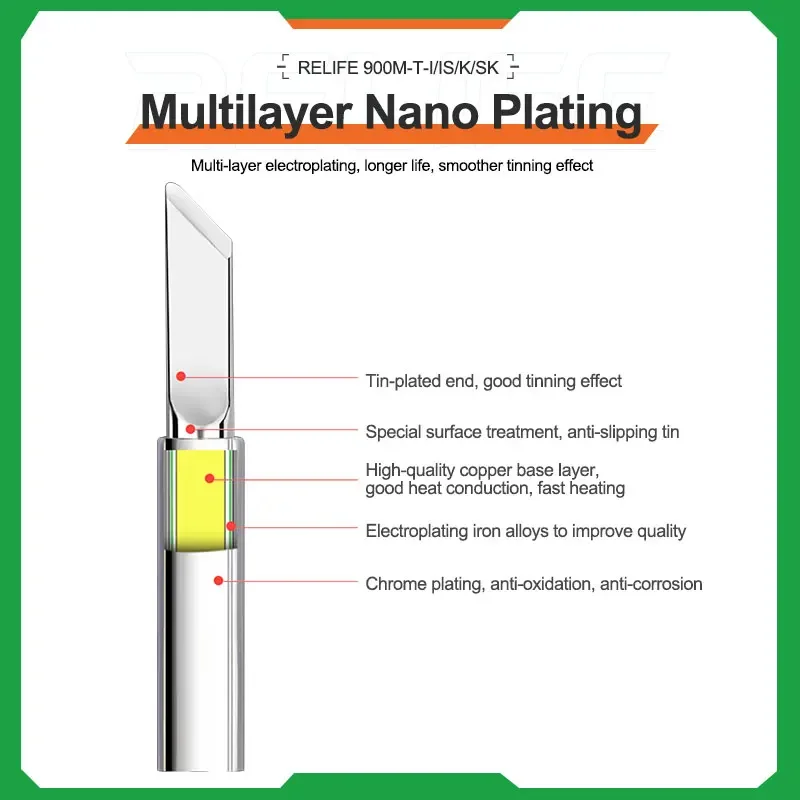 RELIFE 900M-T-I/IS/K/SK universal 936 for most soldering irons such as 236/936/969/937/TS1100 soldering iron tip Repair Tools