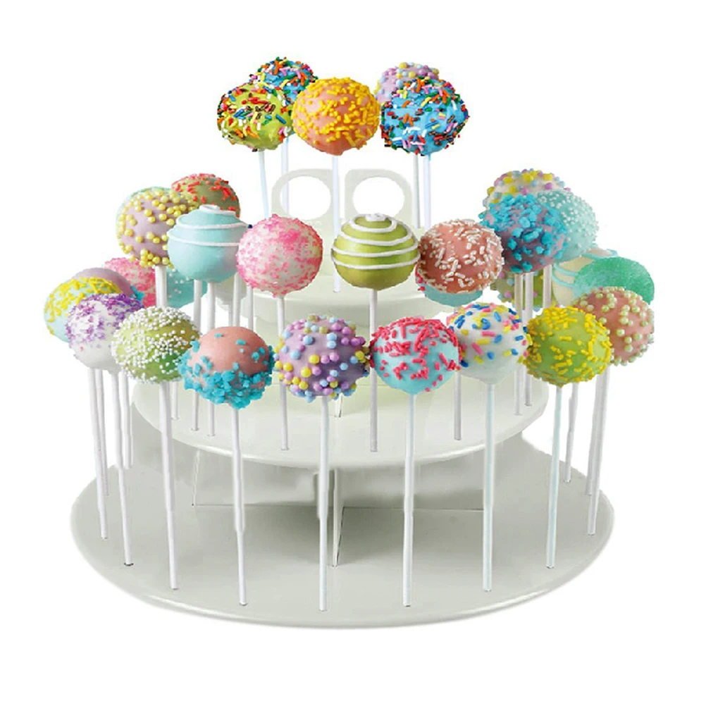 

3-Tier 42 Holes Round Cake Lollipop Display For Cupcakes Appetizers Wedding Party Sturdy Clear Acrylic Easy Assembly Hand Wash 3