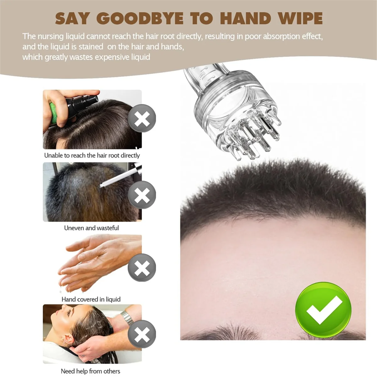 Scalp Hair Comb Applicator Massager Scalp Treatment Root Comb Applicator Bottle for Essential Oil Growth Applicator-B
