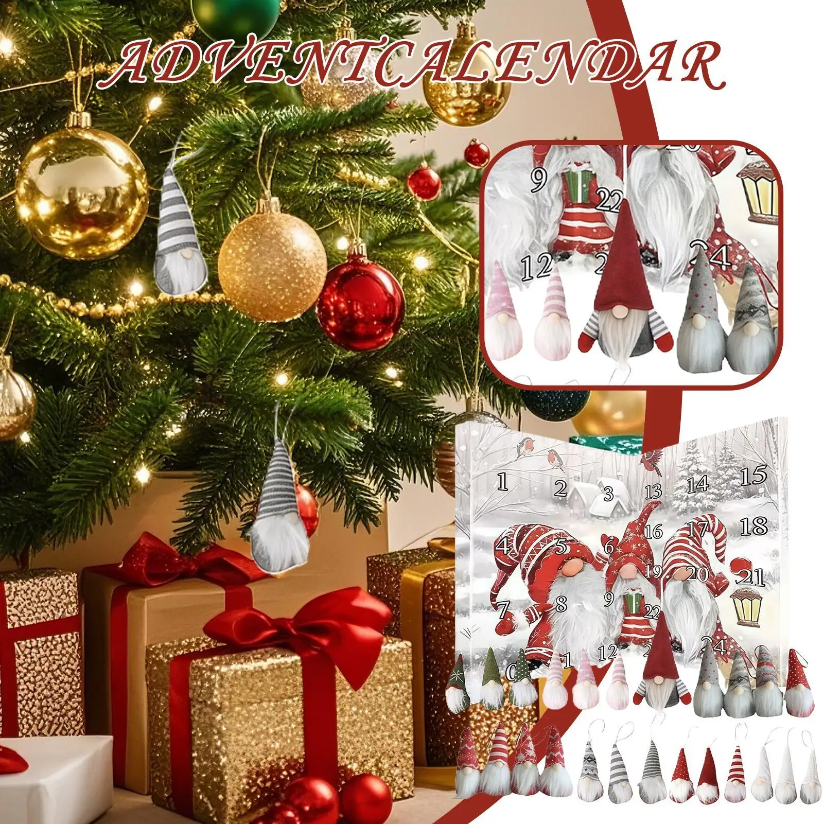 

Календарь обратного отсчета гномов, праздничная кукла гнома, декор каминной камин, 24-дневный календарь обратного отсчета кукол-гномов для настольного центрального каминной камин