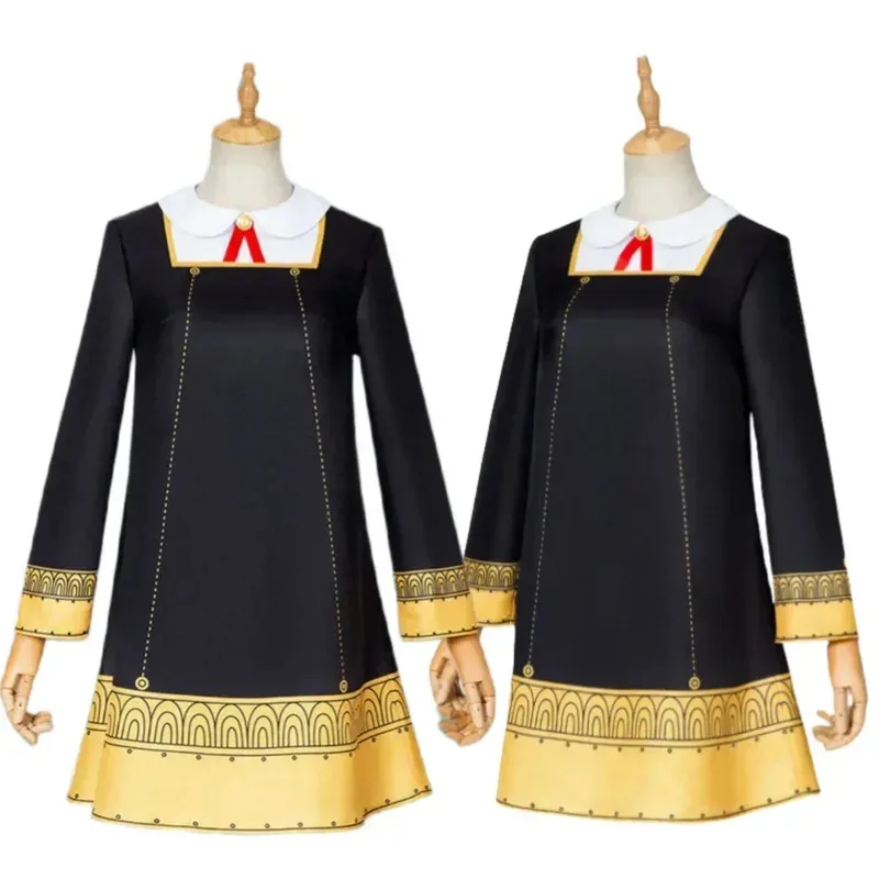 Anya Forger disfraz de Cosplay Anime espía familia niño ropa para niños Anya Cospla Kawaii vestido negro peluca de fiesta Halloween mujeres