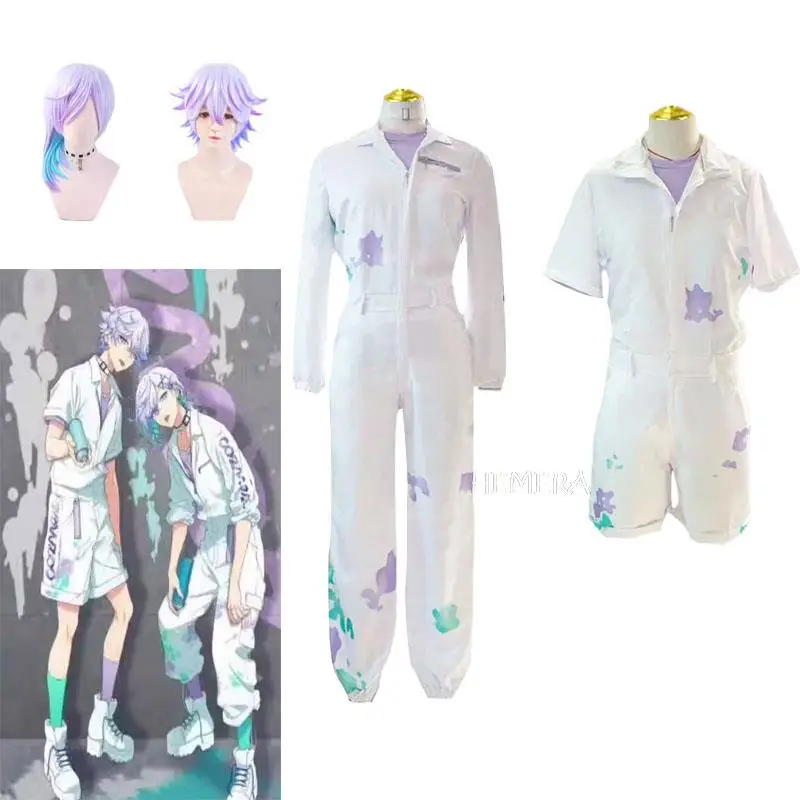 New Paradox Live Cozmez Cosplay Yatonokami Kanata Nayuta Costume Wig Men Casual Uniform Set Bodysuit T-shirt Halloween Party