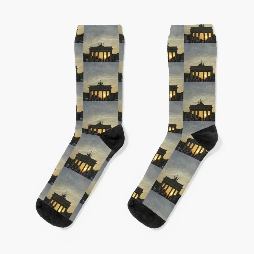 Brandenburg Gate sunset 001.1, Berlin Socks basketball cycling valentine gift ideas luxe Designer Man Socks Women's