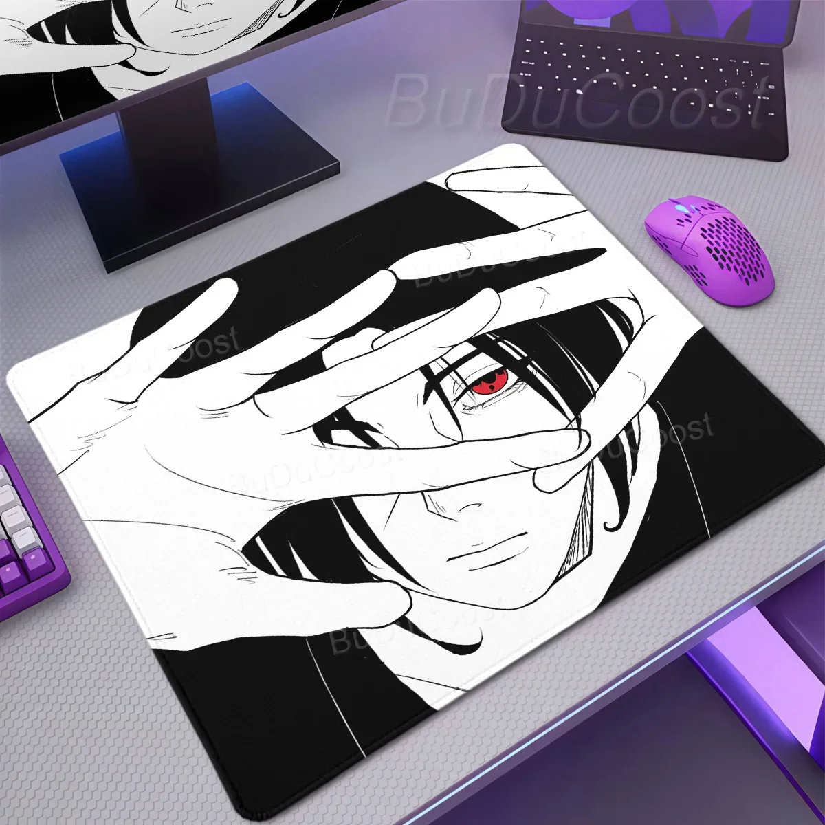 XXS PC Gaming Mechanical Keyboard Deskmat Black White Anime Naruto Uzumaki Mousepad Rubber Anti-Slip Overlock Office Accessories