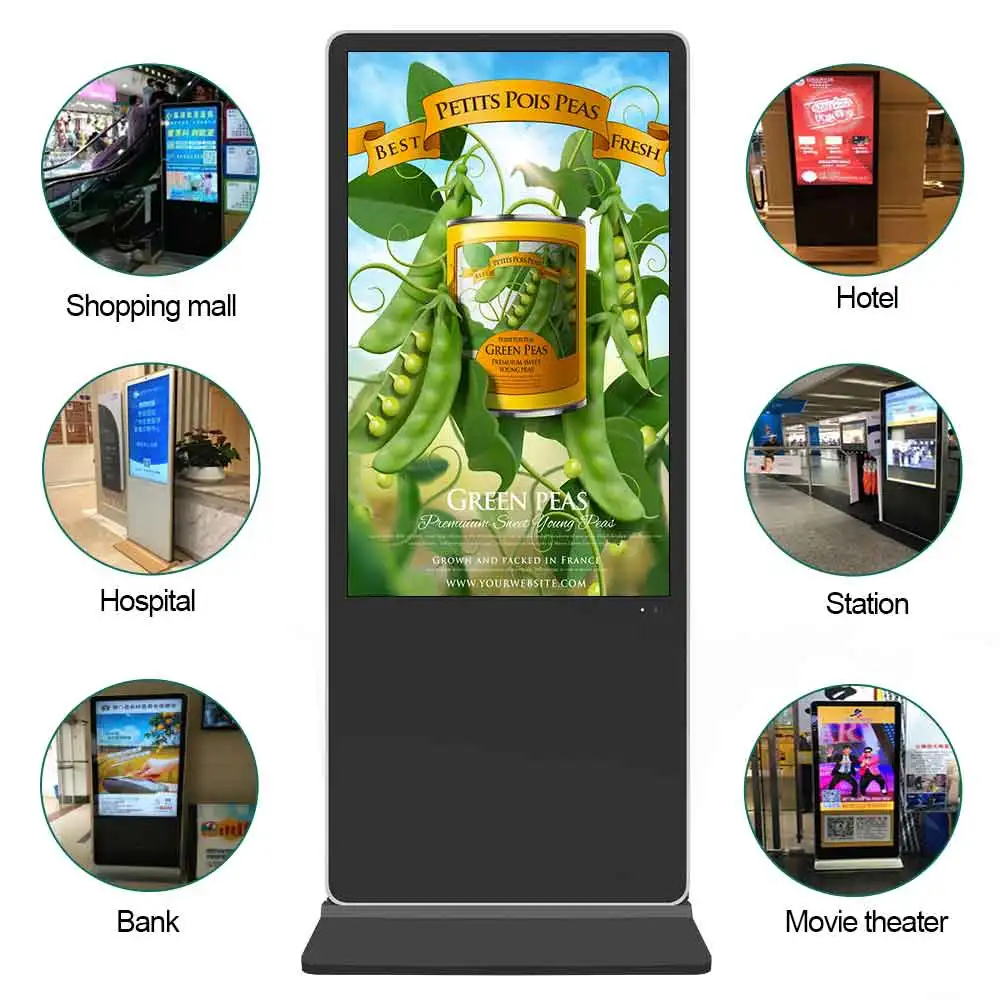 LCD Floor Standing 32-86 Inch Android Video LCD Advertising Player Equipment Indoor Totem Touch Digital Signage and Display