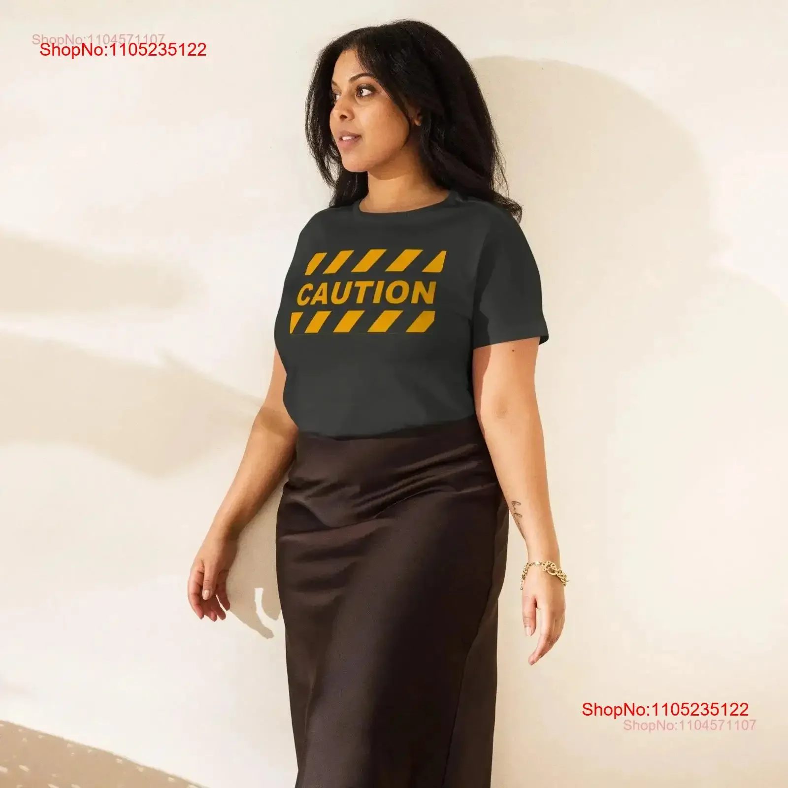 

CautionLine Caution Track Women s Men's high waisted T Shirt vintage Washed Versatile Soft Stretched Unisex