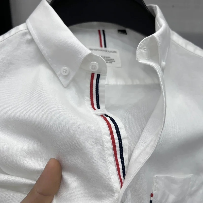 

Summer Men's Shirt 2024 New Style Light Luxury Embroidery Cotton Men's Business Casual Breathable and Comfortable Lapel Top