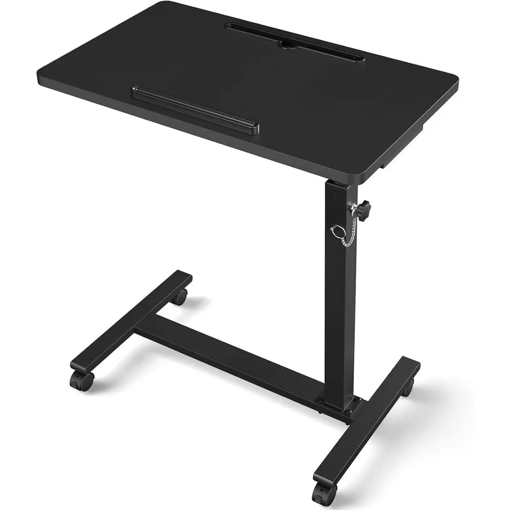 

Portable Rolling Overbed Table with Wheels for Hospitals, Mobile Laptop Stand, Compact Standing Desk