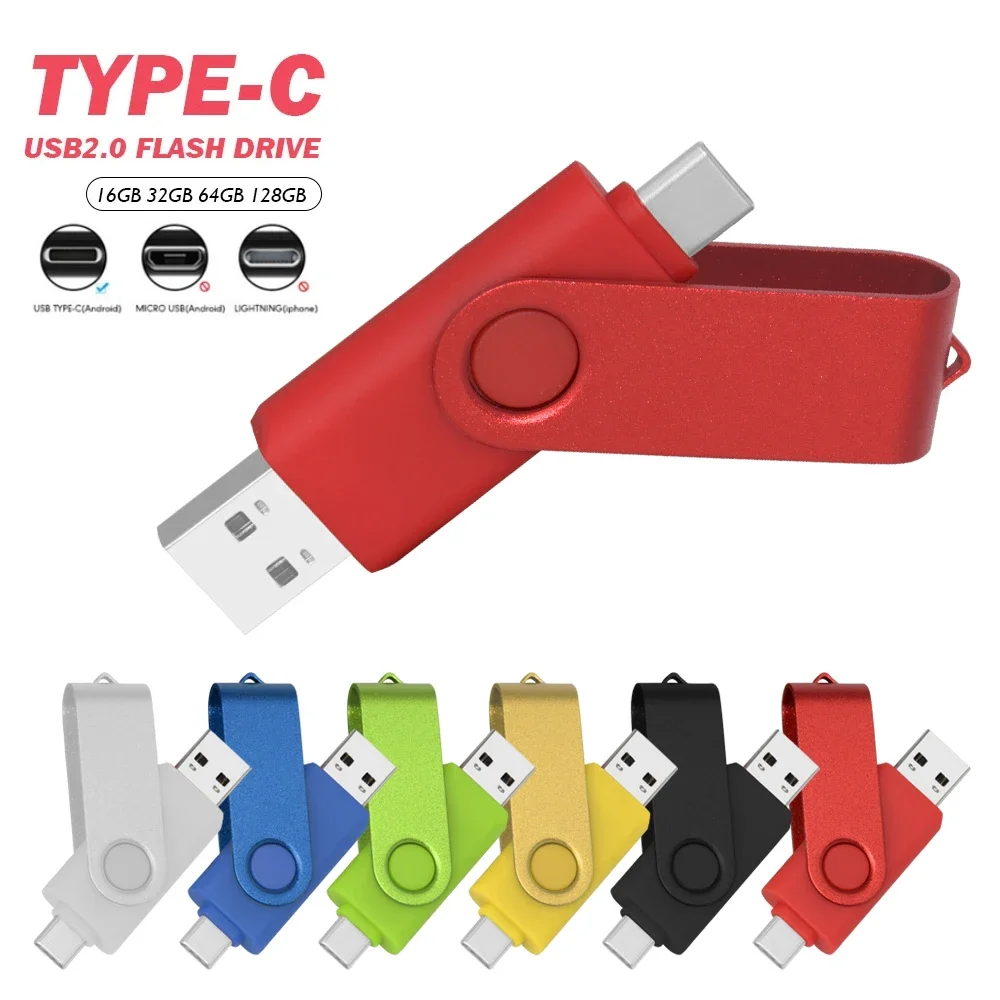 High Speed 2 IN 1 USB 2.0 Flash Pendrive key Type-C USB Flash Drive H2testw 4GB 8GB 16GB 32GB 64GB 128GB Pen Drive Cle USB