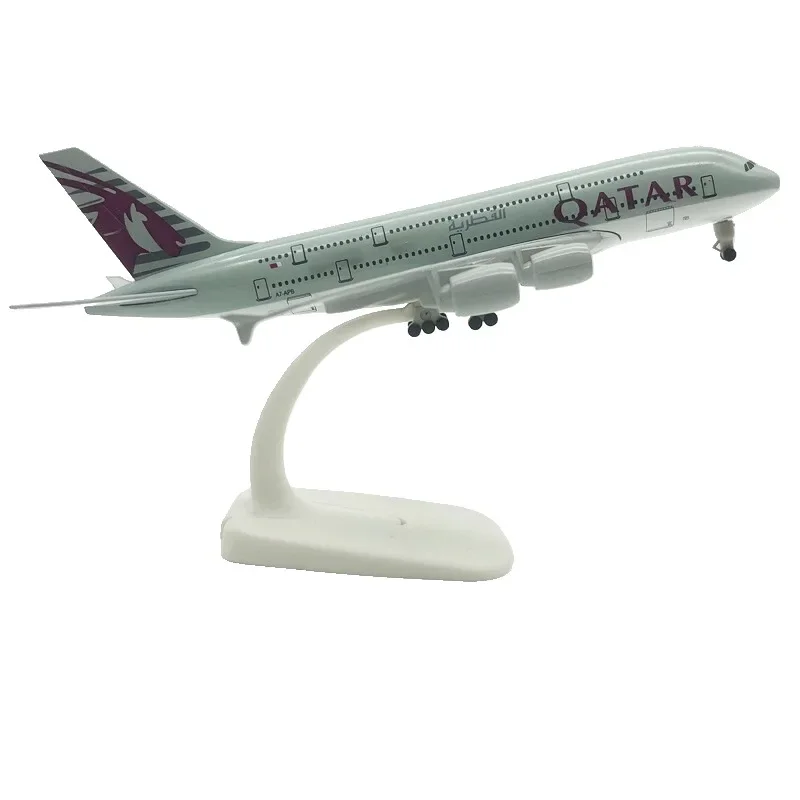 Novelty Gifts 1:200 20cm A380 Qatar Scale DIY Airline Model With Wheels Diecast Aircraft Accessories Home Decor Calendar Makeup