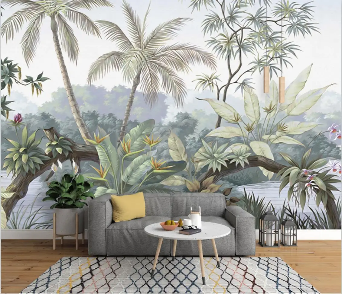 

Custom wallpaper nostalgic pastoral rainforest wallpaper background home decoration rainforest oil painting mural 3d wallpaper