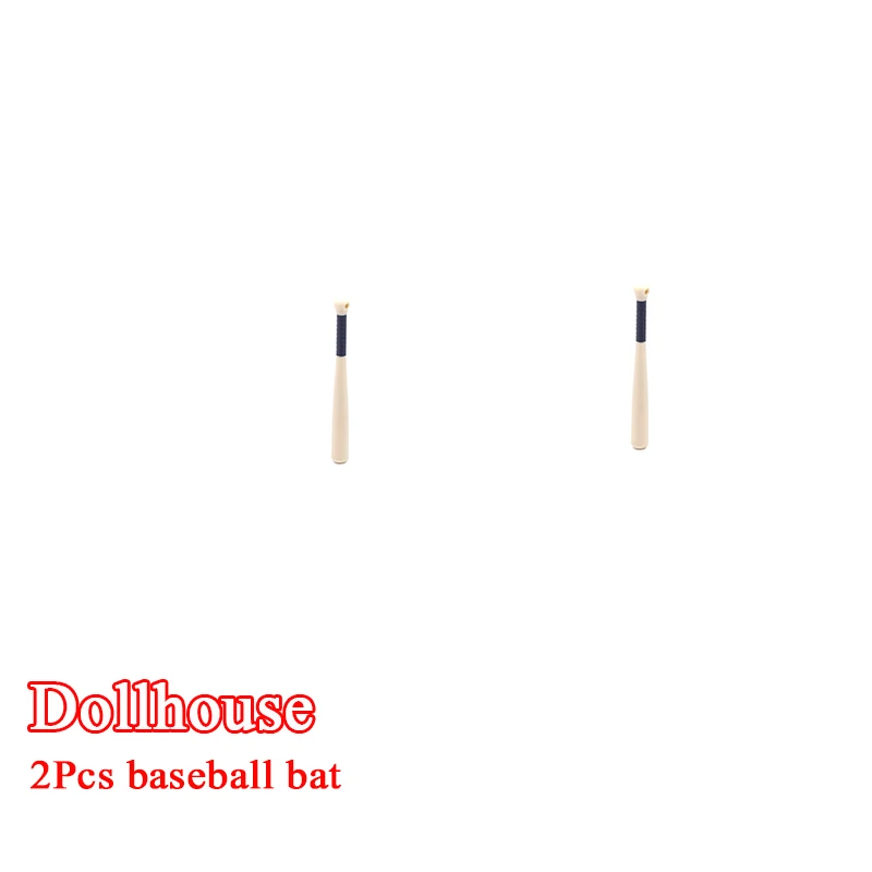 ไม้เบสบอลจิ๋วสำหรับบ้านตุ๊กตาขนาด 1/12 จำนวน 2 ชิ้น ของเล่นตกแต่งฉากกีฬาสมจริง อุปกรณ์ประกอบฉากสำหรับฉากจิ๋ว